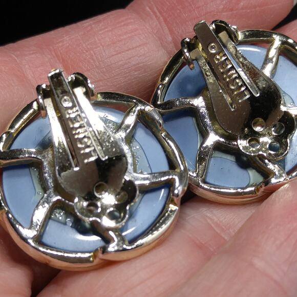 Lisner Blue Moonglow Lucite Necklace Clip On Earrings Set 1950s Vintage Jewelry - Picture 5 of 10